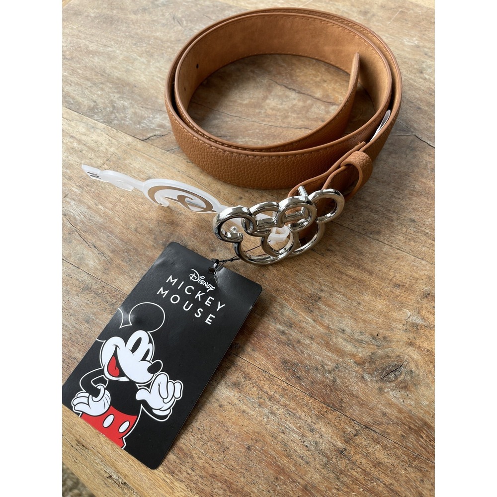 DISNEY Mickey LOGO BUCKLE LUGGAGE COLORED FAUX LEATHER BELT-SIZE MEDIUM